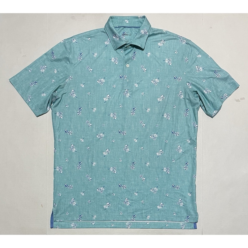 Johnnie-O JENKINS Prep-Formance Printed Jersey Golf Polo CAY Green Size‎ Large